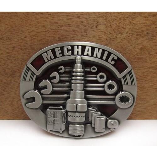 BuckleClub wholesale zinc alloy western MECHANIC belt buckle cowboy TOOL gift belt buckle FP-02794 pewter finish 4cm width loop