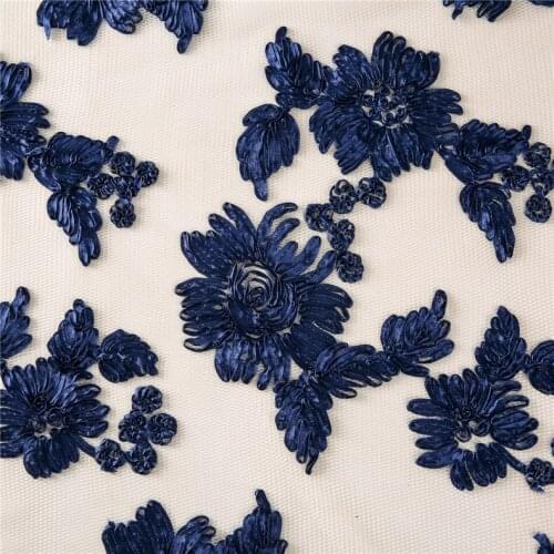 Jacquard weave, jacquard fabric jacquard brocade fabric African lace For Wedding Party dress Embroidery navy Blue 5y