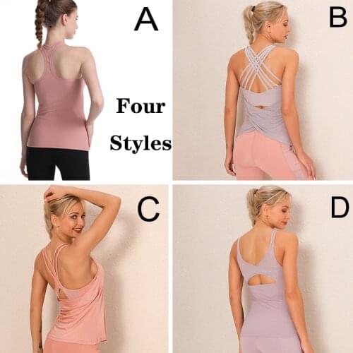 Slim Yoga Shirt Women Gym Shirt Quick Dry Sports Shirts Cross Back Gym Top Womens Fitness Shirt Sleeveless Yoga Vest