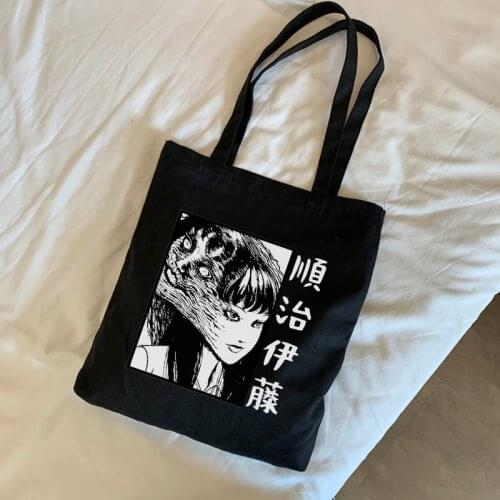 Gothic Tomie printed dark female canvas bag casual new punk large-capacity shopping bag horror cartoon women bag shoulder bags