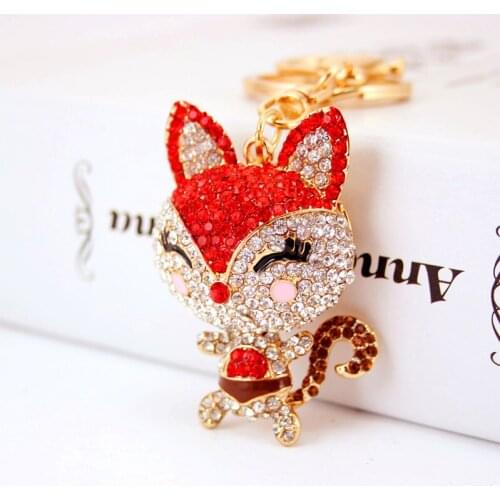 Korean-Style Creative Cute Cartoon Fox Car Key Ring Womens Bag Accessories Metal Pendant Key Ring