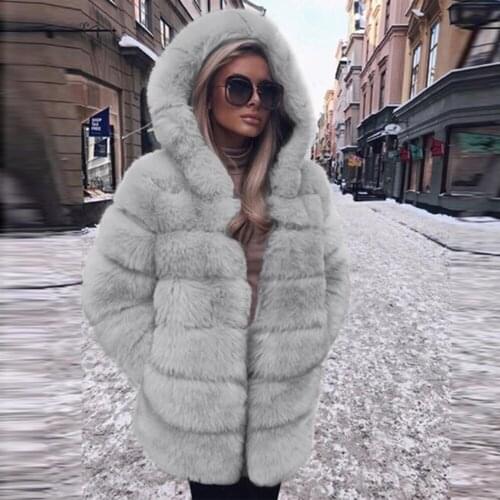 Winter Thick Warm Faux Fur Coat Women Faux Mink Winter Hooded New Faux Fur Jacket Warm Thick Outerwear Jacket