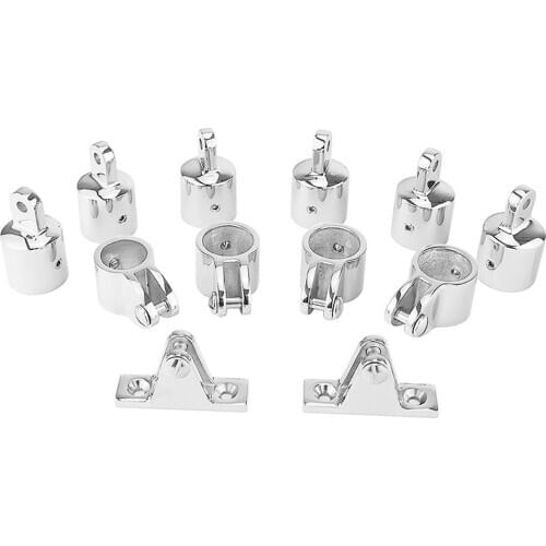 12Pcs/Set 3-bow 1" Bimini Top Boat Stainless Steel Fittings Marine Hardware Set