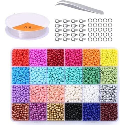 2/3/4mm Small Seed Bead Box 24 Colors Czech Crystal Charm Beads Set For DIY Bracelet Bracelet Jewelry Earrings Making Accessorie