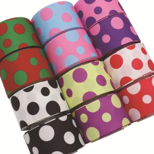 25MM/38MM colorful polka-dot ribbon 5 yards DIY handmade material headdress bow bow clothing accessories grosgrain