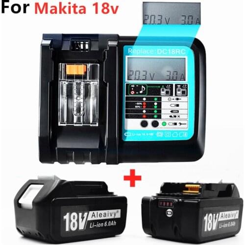 Rechargeable Li-ion Battery BL186018V 6.0Ah Backup Battery for Makita 18V BL1850B BL1860B BL1815 Cordless Drill with Charger