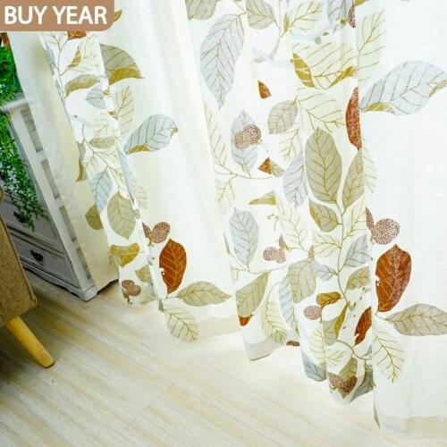 American Curtains for Living Dining Room Bedroom Garden Bay Window French Window Book Linen Printed Leaf Customization Window