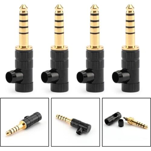 Areyourshop 4PCS 4.4mm Gold Plated 5 Pole Right Angle Audio Plug For SONY NW-WM1Z/A Headset Cable Connector
