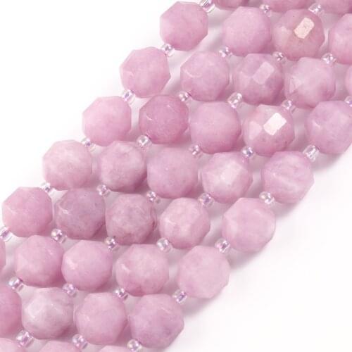 Natural Angelite Stone Faceted Sharp Column Loose DIY Beads for Jewelry Making Birthday Gift Bracelets 15'' Spodumene Kunzite