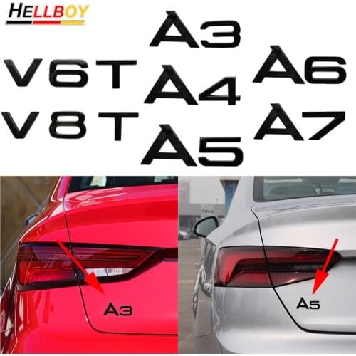 Black 3D Car Body Emblem Sticker For Audi A3 A4 A5 A6 A7 V6T V8T Logo Car Styling Badge Rear Trunk Decoration Decal Accessories