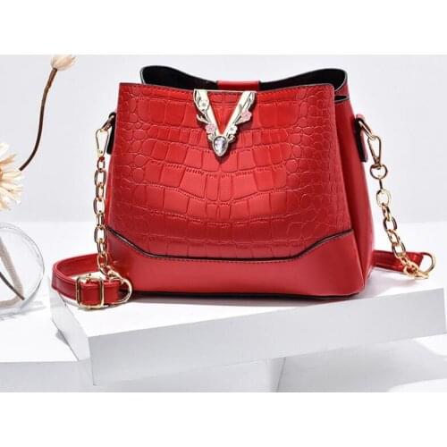 Exquisite Metal Buckle Ladies Bags 2021 New Fashion Bucket Bag Simple Stone Pattern Chain Bag Ladies Shoulder Messenger Bag