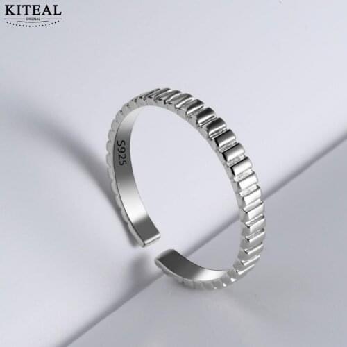 KITEAL Vintage Love silver color size Resizeable womens rings for women Personality ins opal charms