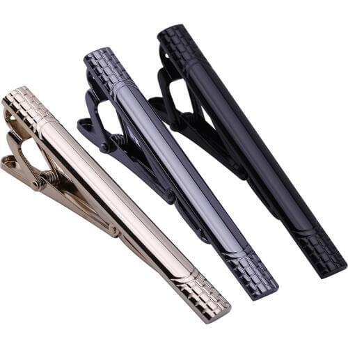 3pcs Mix Color Mens Stainless Steel Classic Necktie Tie Clips Bar Set for Regular Ties 2.3 Inch