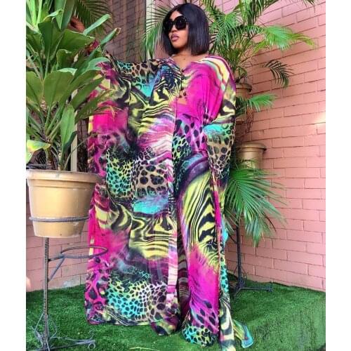Two Piece Set Women Clothes African Dresses 2021 Dashiki Summer Party Long Maxi Dress Sets Pants Suits 2 Piece Outfits