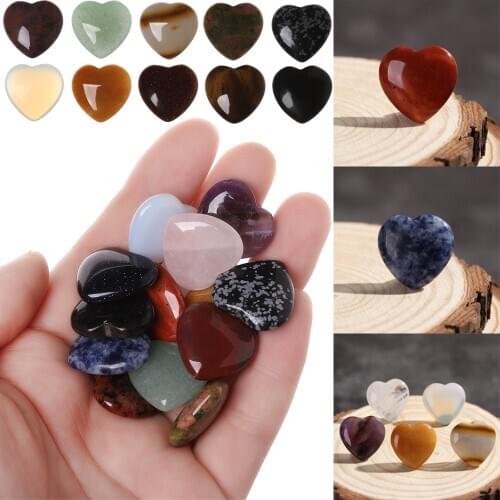 1PC Heart Shape Quartz Chakra Healing Stone Natural Crystal Reiki Mineral Gemstones Pendant Handmade DIY Jewelry For Home Decor