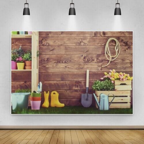 Laeacco Wooden Board Rubber Overshoes Flowers Child Portrait Birthday Backdrop Photography Background For Photo Studio Photocall