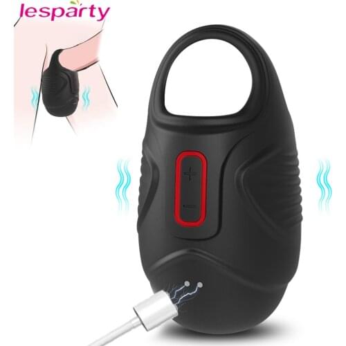 Testicle Penis Massager Vibrating Sex Toys for Men Silicone Male Chastity Vibrator Cock Sleeve Ring Penis Enlargement Sex Tools