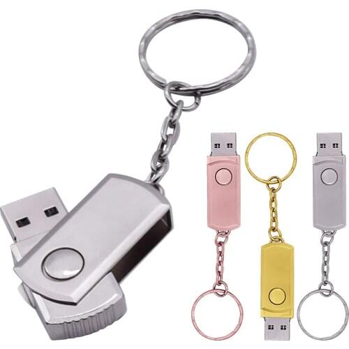 DIY Logo Fashion Metal USB 3.0 Flash Drive 8GB 16GB Pen Drive 32GB 64GB 128GB Flash Stick Pendrive With Key Ring Wedding Gift