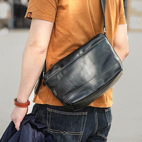 Retro casual high-quality natural real cowhide mens shoulder bag fashion simple daily outdoor weekend hot sale messenger bag