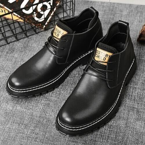 2020 mens boots leather autumn leather shoes mens high-top lace-up motorcycle boots winter boots retro style cowboy boots