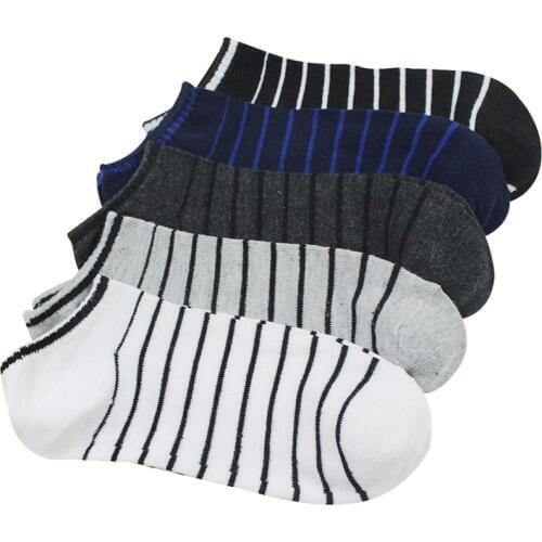Urgot 5 Pairs/lot Mens Socks Summer Fashion Striped Cotton Boat Sock Slippers Short Ankle Socks Men Low Cut Invisible Sox Meias