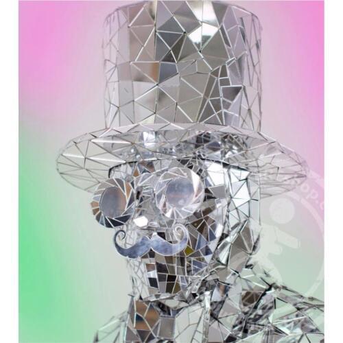 Silver gold mirror robot suit Stage laser dance costume party show cool machine costume men suit