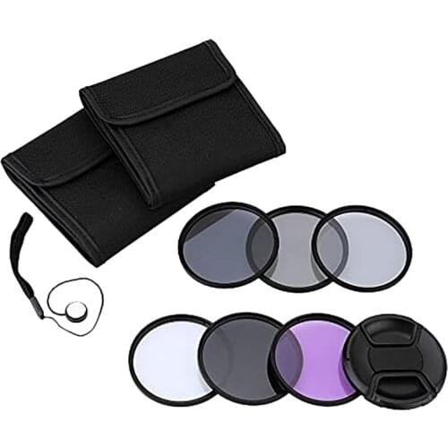 Photography Filter Kit,62mm Lens UV/CPL/FLD/ND(ND2 ND4 ND8) Filter Kit for DSLR Camera, Lens Pen, Filter Pouch