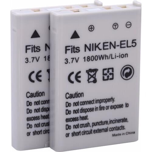 New arrival 2pcs 3.7v 1800mAh camera battery EN-EL5 EN EL5 ENEL5 For NIKON Coolpix 3700 4200 P5000 5200 5900 7900 S10 P3 P4