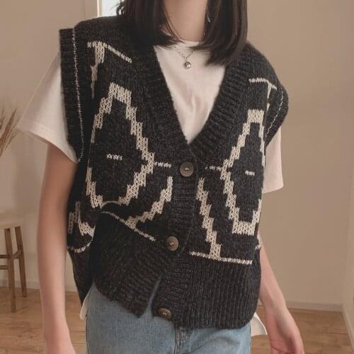 New Loose Sleeveless Sweater Spring Autumn Women Vest Sweaters Knitting Vest Joker Knitted Vest Wool Oversize Girls Pullover