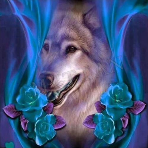 New Wolf & purple rose 5D fulldiamond painting cross stitch needlework diamond mosaic square/round home decor diamond embroidery