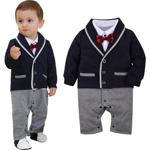 Baby Boy Clothes Baby Suits Newborn Infant Baby Boys Tuxedo Gentleman Onesie Romper Jumpsuit Wedding Outfits Kids Boys Clothing