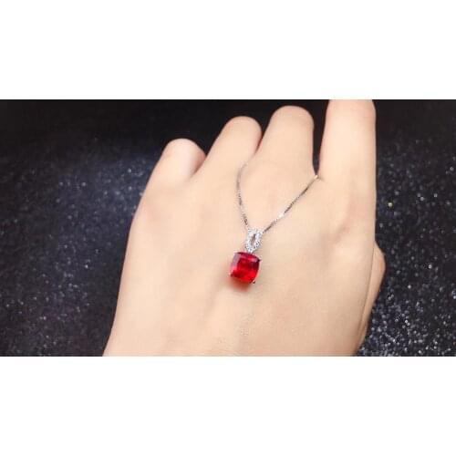 Best Gift Natural and Real 100% Real Natural Real Ruby necklace with pendant 925 sterling silver Natural real ruby Fine jewelry