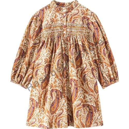Pre-sale September 10th Girls Smocked Dress BP Liberty Multicolored Dress For Fall Long Sleeves
