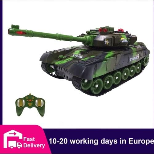 CONUSEA RC Tank Battle Caterpillar 2.4G Radio Controlled Car World of Tanks with Rotating Turret and Sound RC Truck Toys for Boy