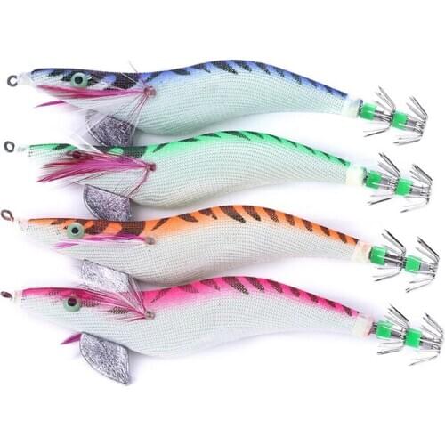 Fishing Lure Flash Light Minnow Luminous Squid Jig Shrimp Bait Night Lifelike Shrimp Fishing Lure Tackle 1PC