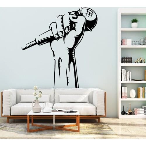Carved Microphone Music Removable Pvc Wall Stickers Decor Living Room Bedroom Removable Mural Poster