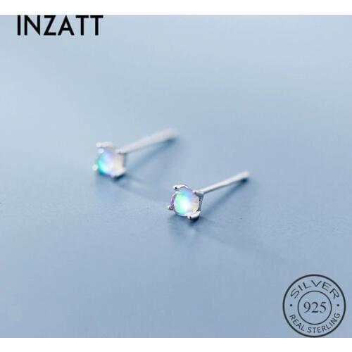 INZATT Real 925 Sterling Silver Gradient Glass Minimalist Classic Stud Earrings For Women birthday party FINE Jewelry Gift