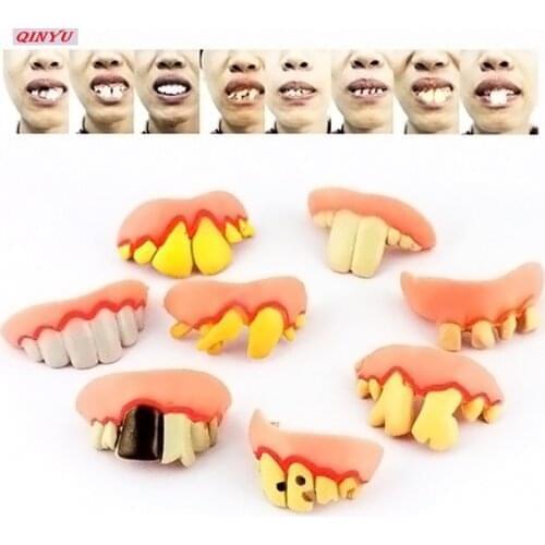 Funny Denture Teeth Halloween Decoration Props Toys Clown Vampire False teeth Horror Fun Shocker Novelty Gadgets Party decor 5z