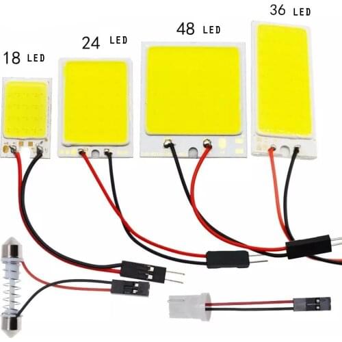 Car LED Reading Light COB Light Board 18 24 36 48 Light T10 Double Pointed Head Bright Room Light Led Car Roof Light