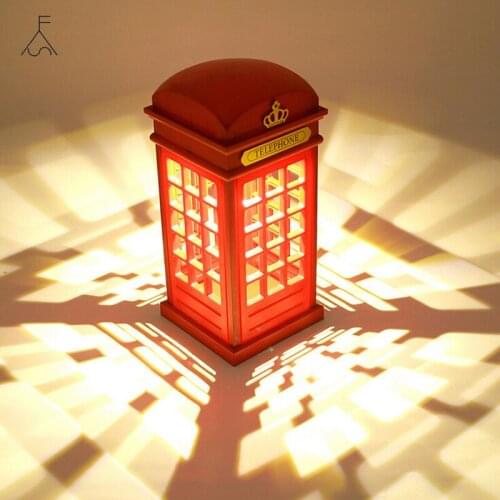ASCELINA LED Table Lamp Stylish Design Retro London Telephone Booth Design USB Rechargeable LED Touch Night Light LampS