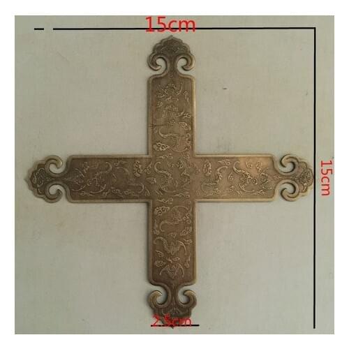 Corner Brackets Chinese antique furniture copper door wrap angle X type door horn spline copper clad corner protecting hardware