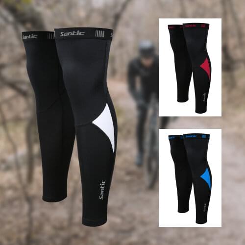 Santic Cycling Leg Warmers Thermal Fleece Windproof Soft Shell Knee Sleeve Breathable Mountain Road MTB Bike Protect Covers