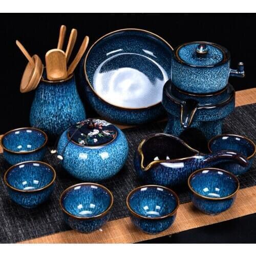 Vintage Chinese Tea Cup Set Porcelain Luxury Tea Ceremony Stone Mill Kung Fu Tea Set Office teteras Household Products DG50TS