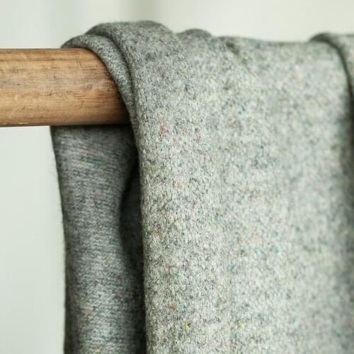 Kint stretchy gray color wool blends Lycra fabric,colorful dots,sewing for sweater,jacket,coat,cardigan,shawl,craft by the yard