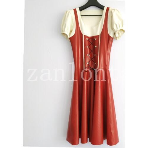 New hot exotic sexy lingerie handmade women cekc girl female front lacing spliced color short sleeves dress cekc fetish costumes