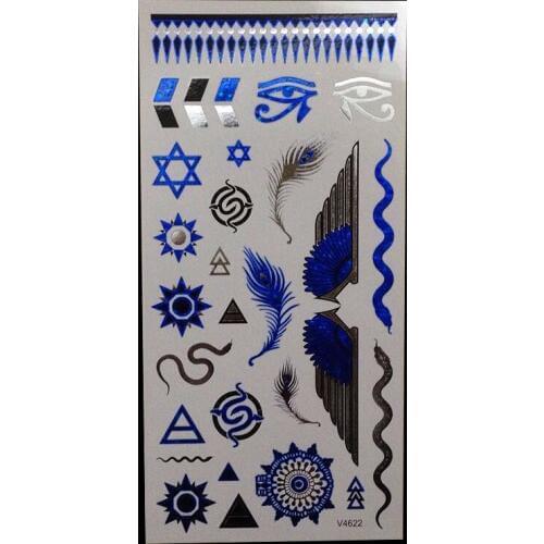 1pcs Temporary Tattoo Metal Tribal flash henna Gold and silver Tattoos Jewelry tatoo tatouage metallic sticker on body hand