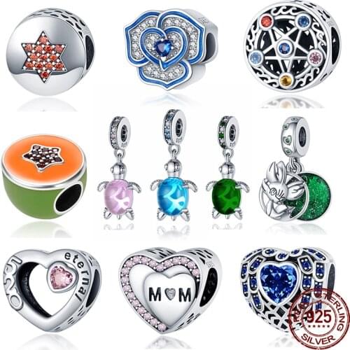 2021New925 Silver Heart-Shaped Zircon Charm Suitable For Original Pandora 3mmBracelet&Bangle Women Birthday Fashion Jewelry Gift