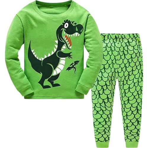 4# 2pcs Children Winter Suit Set Kids Boys Girls Dinosaur Print Top Clothes+long Pants Set Outfit Clothing Baby Costume Bebes