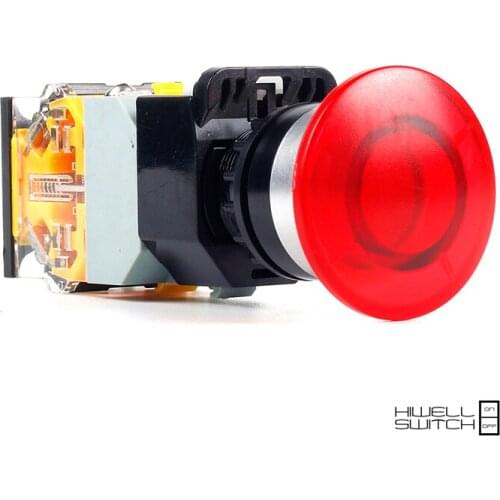 5 PCS Push button switch Mushroom button LED Latching Waterproof IP65 1NO 1NC 1NO+1NC 2NO LA115-B8-11MD-G31