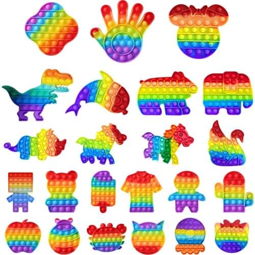 50pcs/lot Push Bubble Sensory Toy Autism Needs Squishy Stress Reliever Toys Antistress Toys Fidget Push Spinner Toys